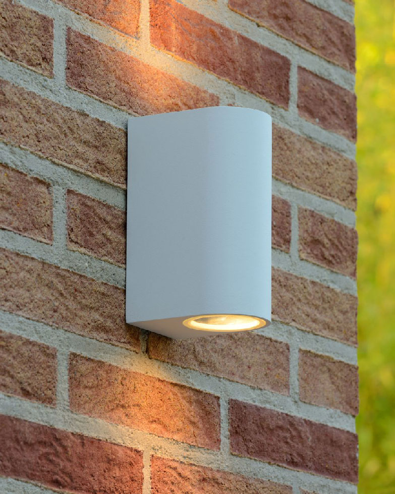 Lucide ZORA-LED - Outdoor Wall Spotlight - LED Dim. - GU10 - 2x5W 3000K - IP44 - White